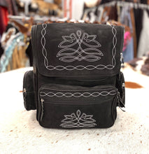 Load image into Gallery viewer, Black Suede leather Boot Stitch Backpack