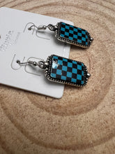 Load image into Gallery viewer, Checkered Rectangle Earrings - 1 1/2 inch drop