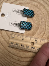 Load image into Gallery viewer, Checkered Rectangle Earrings - 1 1/2 inch drop