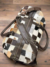 Load image into Gallery viewer, Cowhide Patch Duffle Bag
