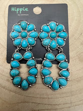 Load image into Gallery viewer, Faux Turquoise Cluster Post Earrings - 2 1/4 inch Statement Size