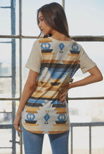Load image into Gallery viewer, Vanilla Waffle Knit Top With Aztec Print Pocket and Back
