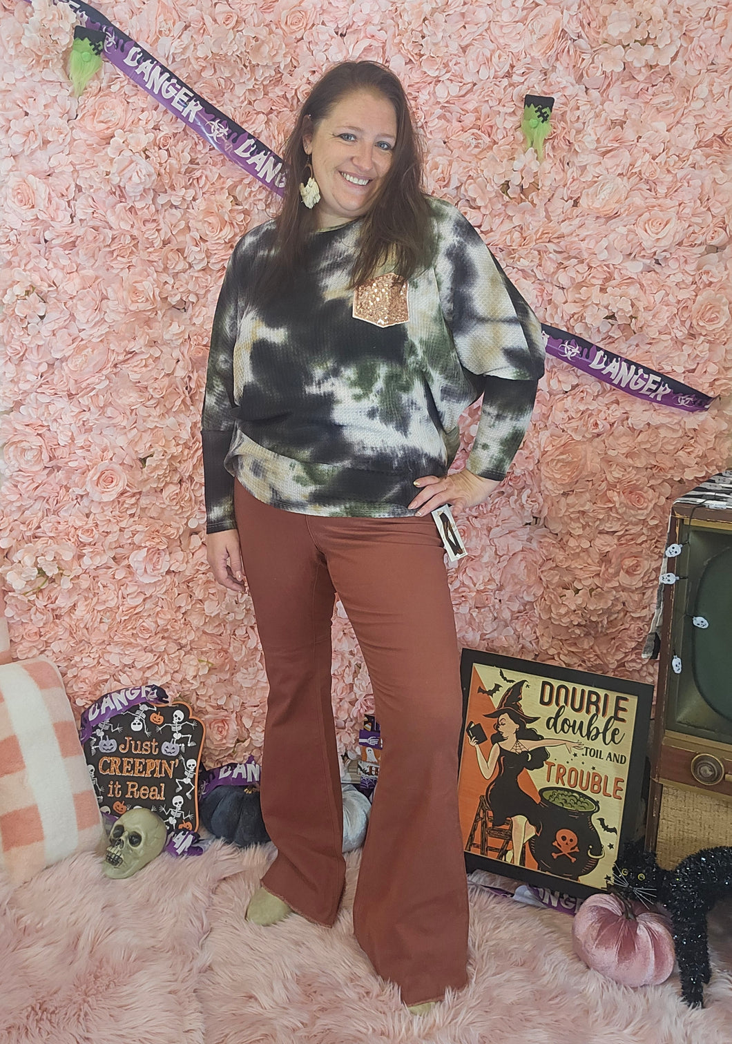 Green 🟢/Purple 🟣 Tie Dye Shirt With Glitter Pocket