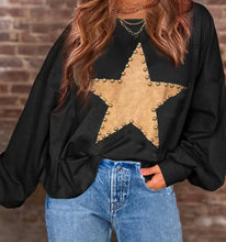 Load image into Gallery viewer, Black Long-sleeve Shirt With Studded Star Center
