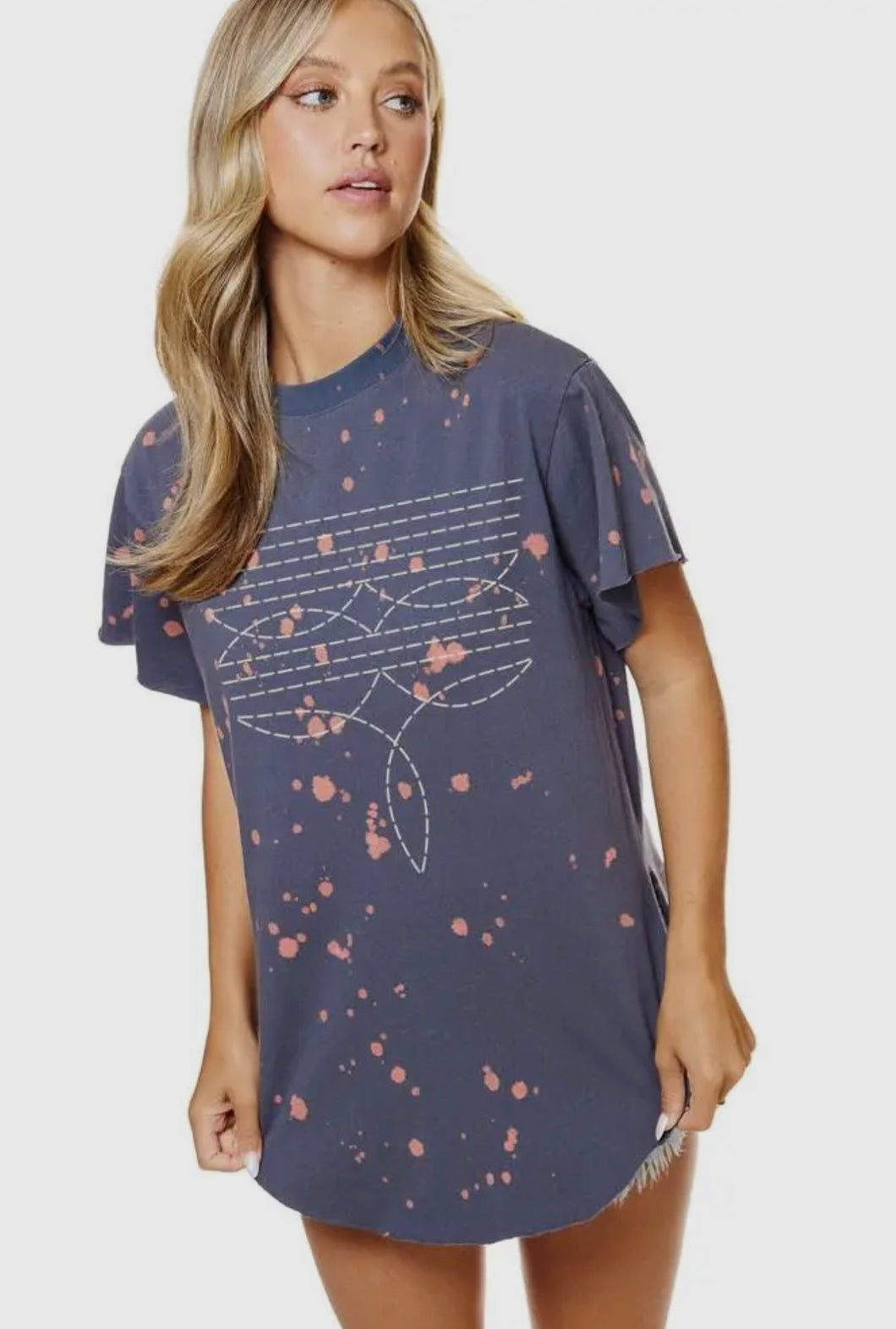 Acid Wash Boot Stitch Tee