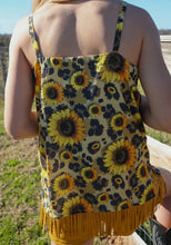 Load image into Gallery viewer, Leopard &amp; Sunflower Print Button Up Spaghetti Strap Top
