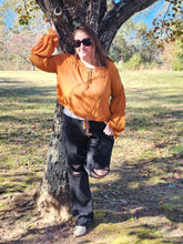 Load image into Gallery viewer, Golden Orange 🟠 Sheer Long Sleeve Top With Decorative Details
