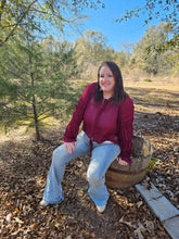 Load image into Gallery viewer, Burgundy 🔴 Sheer Blouse
