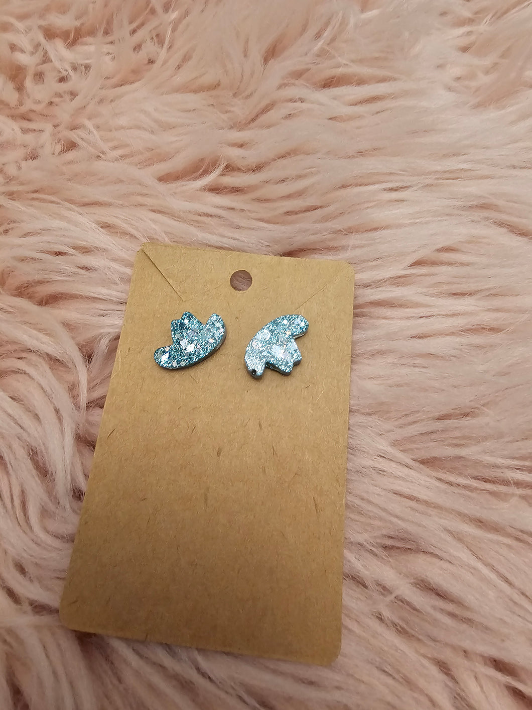 Blue 🔵 Glitter Cowboy 🤠 Hats Stud Earrings