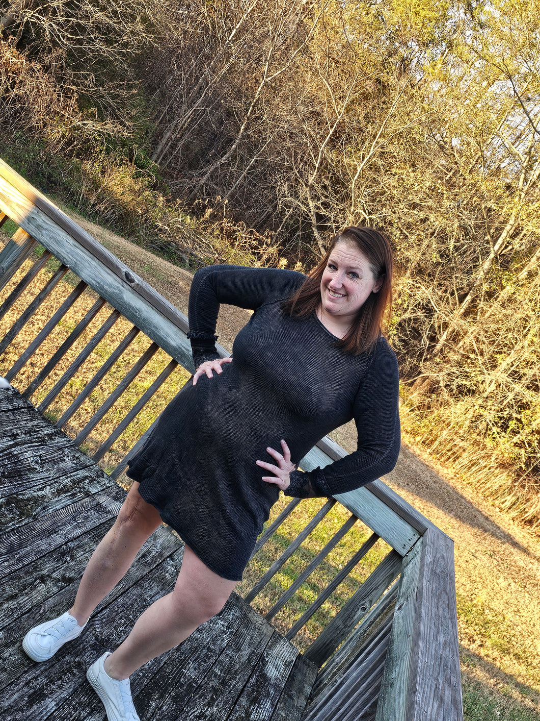 Black ⚫️  Dress With Lace Wrist Cuffs