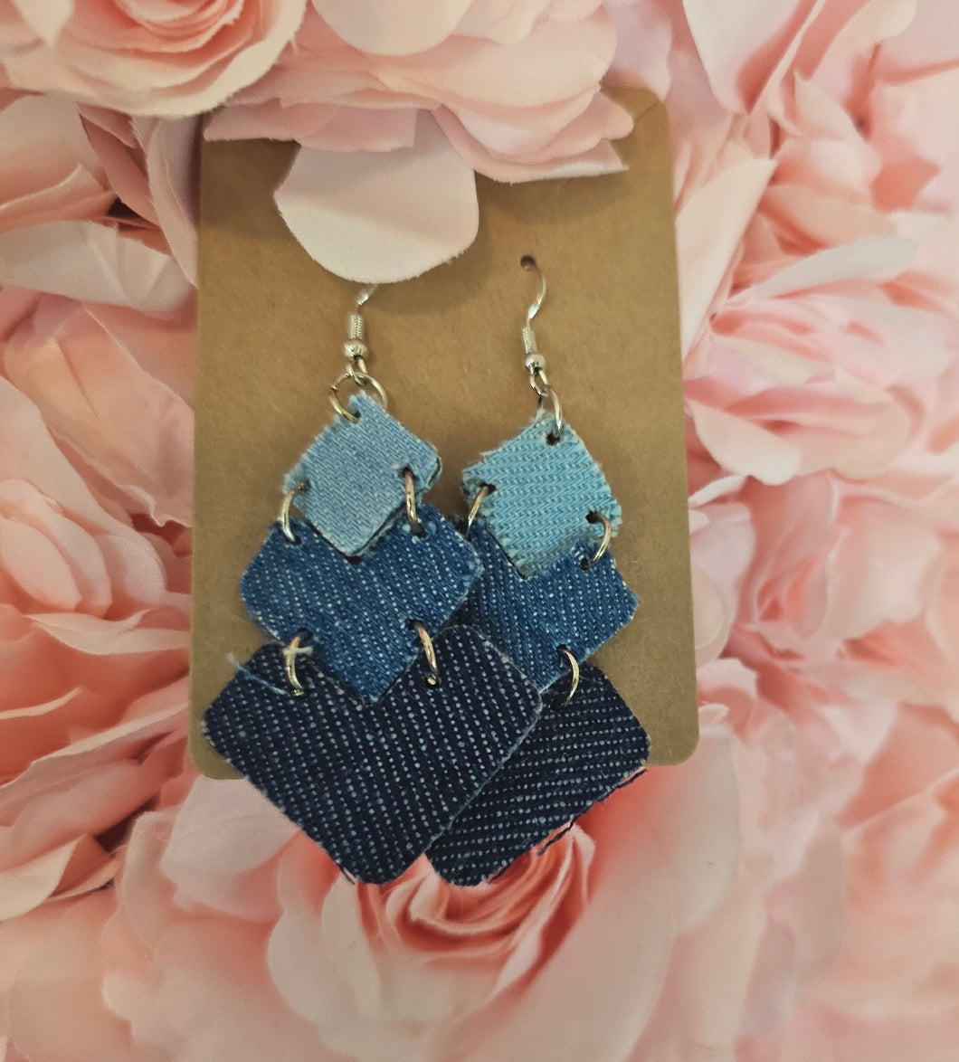 Textured Denim Earrings
