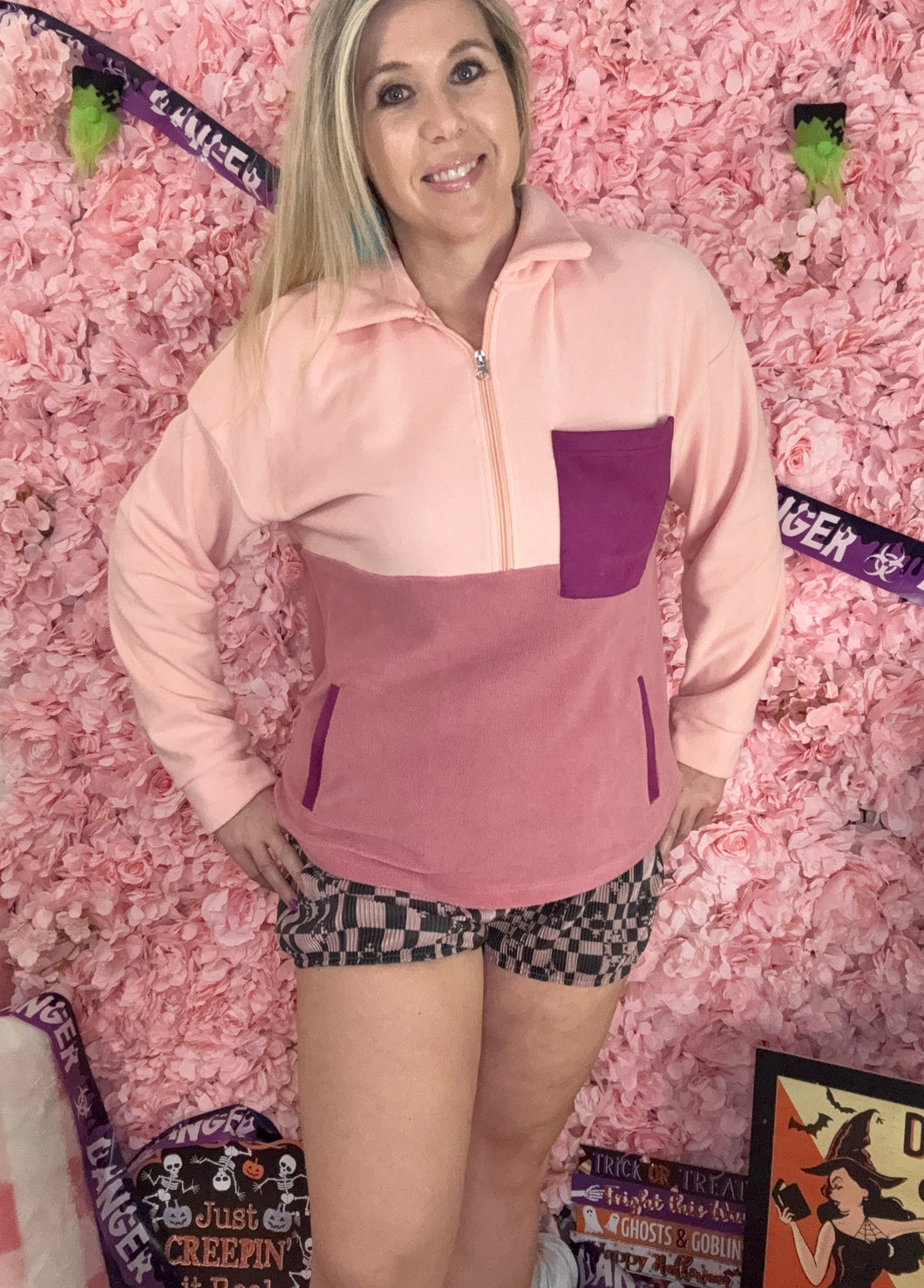 Fleece Color Block Pull Over With Pockets