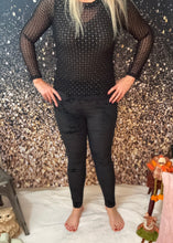 Load image into Gallery viewer, Black Velvet Leggings With Elastic Waist

