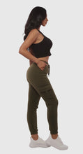 Load image into Gallery viewer, Olive Green Joggers With Cargo Pockets &amp; Drawstring Waist
