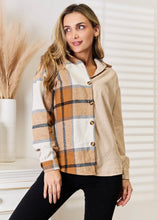 Load image into Gallery viewer, Tan 🟤 &amp; Plaid Button Up Shirt
