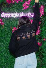Load image into Gallery viewer, Black Denim Western Themed Jacket With Stars &amp; Detailed Back
