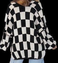 Load image into Gallery viewer, Oversized Soft Black/White Checkered Sweater
