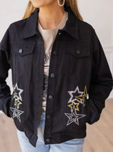 Load image into Gallery viewer, Black Denim Western Themed Jacket With Stars &amp; Detailed Back
