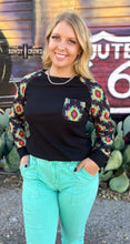 Load image into Gallery viewer, Black Aztec Long Sleeve Shirt With Pocket
