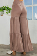 Load image into Gallery viewer, Brown Elastic Waist Tiered Wide Leg Pants
