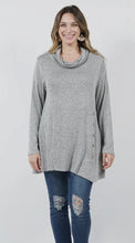 Load image into Gallery viewer, Grey Cowl Neck Sweater With Button Detail
