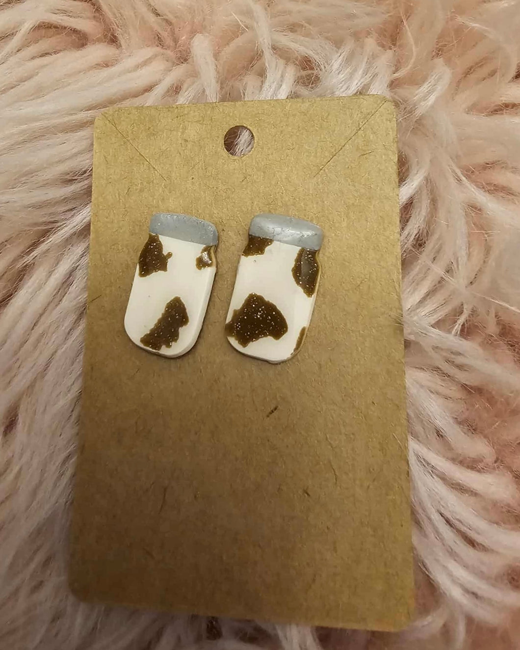 Brown Cow🐮 Print Mason Jar 🫙 Earrings
