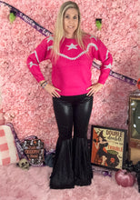 Load image into Gallery viewer, Merigold Kiss Shimmery Black Bellbottoms
