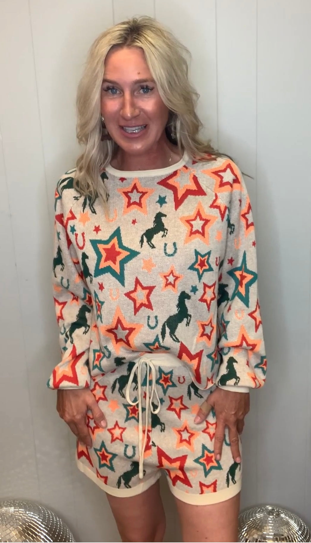 Comfortable Long Sleeve & Short Set With Stars & Western Prints