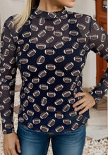 Load image into Gallery viewer, Long Sleeve Black Mesh With Football Top
