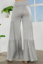 Load image into Gallery viewer, Grey Elastic Waist Tiered Wide Leg Pants
