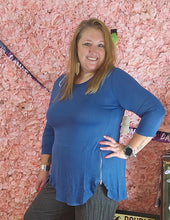 Load image into Gallery viewer, Medium Blue Slinky Shirt With Front Zipper Details
