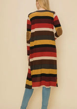 Load image into Gallery viewer, Fall Colored Striped Long Sleeve Long Cardigan
