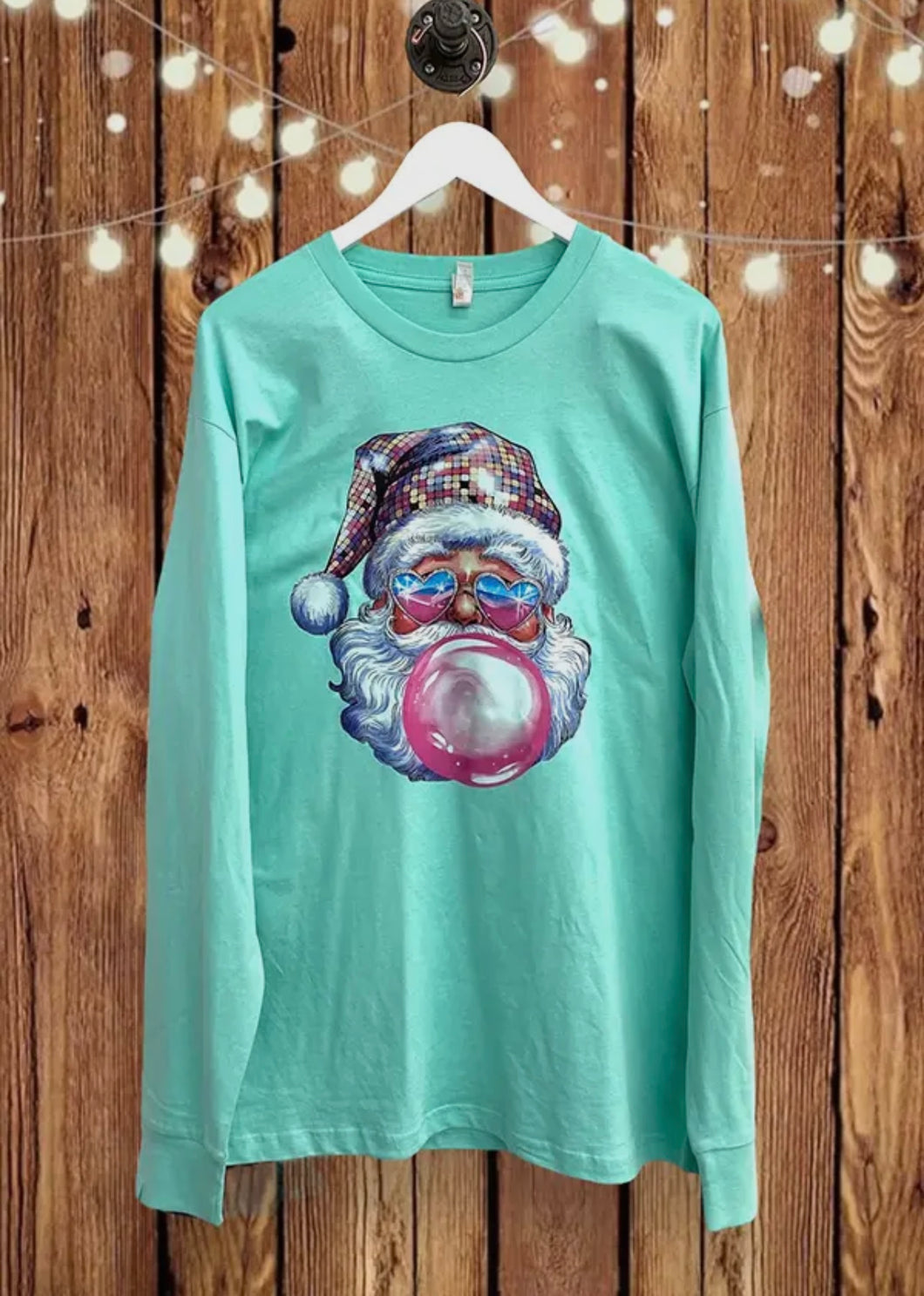 Mint Green Long Sleeve Disco Santa