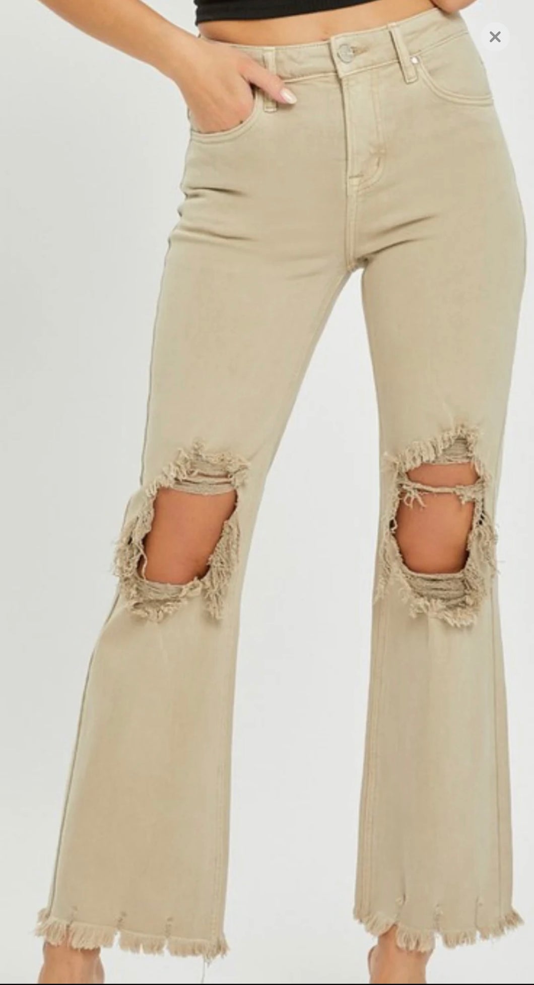 Risen Tan Distressed Jeans