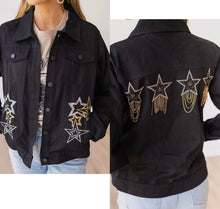 Load image into Gallery viewer, Black Denim Western Themed Jacket With Stars &amp; Detailed Back
