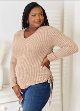 Load image into Gallery viewer, Ribbed Tan 🟤 Shirt With Tie Sides
