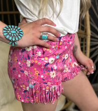 Load image into Gallery viewer, Pretty In Pink Floral Fringe Shorts
