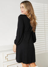 Load image into Gallery viewer, Black ⚫️ Long Sleeve Dress 👗 With Button Up Detail Down Center
