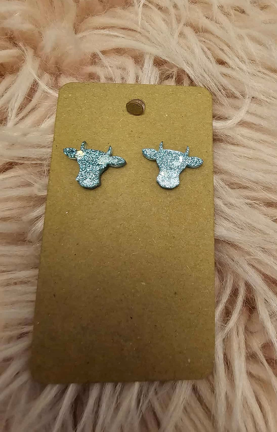 Blue 🔵 Glitter Cow 🐮 Studs