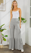 Load image into Gallery viewer, Grey Elastic Waist Tiered Wide Leg Pants
