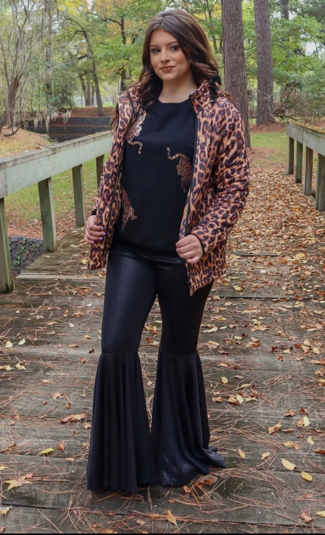 Merigold Kiss Shimmery Black Bellbottoms