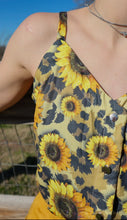Load image into Gallery viewer, Leopard &amp; Sunflower Print Button Up Spaghetti Strap Top
