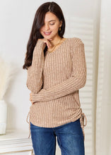 Load image into Gallery viewer, Ribbed Tan 🟤 Shirt With Tie Sides
