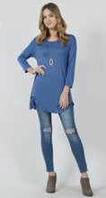 Load image into Gallery viewer, Medium Blue Slinky Shirt With Front Zipper Details
