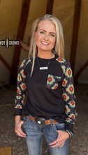 Load image into Gallery viewer, Black Aztec Long Sleeve Shirt With Pocket
