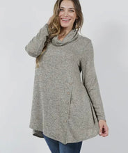 Load image into Gallery viewer, Grey Cowl Neck Sweater With Button Detail
