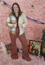 Load image into Gallery viewer, Tan 🟤 &amp; Plaid Button Up Shirt
