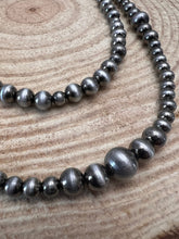 Load image into Gallery viewer, Western Faux Silver Pearl Necklace - 18 and 22 inch set
