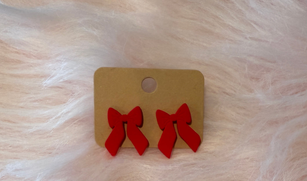 Big Red 🔴 Bow 🎀 Studded Earrings