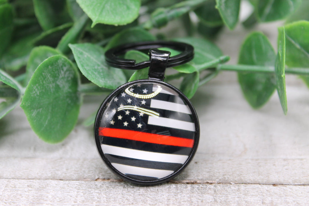 Red Line Flag Round Keychain